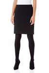 Roman Originals Short Skirt for Women UK - Ladies Textured Pull On Mini Stretch Cotton Jersey Pencil Tube Smart Summer Bodycon Knee Length A-Line Straight Work Office Formal - Black - Size 18