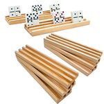 SUTIMSHE Wooden Domino Racks/Trays Set of 8 Natural Domino Trays Holders Organizer for Mexican Train Chickenfoot and Other Domino Games - Dominoes NOT Included