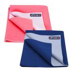 JOYHUB Cotton Dry sheets for baby Large Size, Soft Anti-Pilling Extra Absorbent, Waterproof Baby Bed protector mat, Plastic bed sheets for baby urine- 140*100 Large (Pack of 2) Selmon Rose, Royal Blue