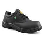 Tiger Safety CSA Men's Steel Toe Leather Work Safety Shoes 4933, Black, Size 9.5 X-Wide