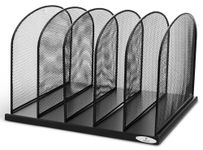 Safco Onyx Mesh Desk Organizer with 5 Upright Sections - Black