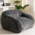 HIGOGOGO Giant Bean Bag Chair for Adults, Big Comfy Sofa Chair for Bedroom Living Room, Bean Bag Lazy Chair for Adults with Armrests for Gaming, Reading, Dark Grey