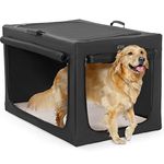 Petsfit Soft Sided Dog Kennel with Thicken Mat, Adjustable Fabric Sleeve, Breathable Mesh Doors, Dog Travel Crate 100 cm L x 64 cm W x63 cm H Black