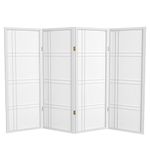 Oriental Furniture Cross Hatch 4-Feet Japanese Shoji Privacy Screen Room Divider, 4 Panel White