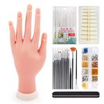 Deciniee Practice Hand for Acrylic Nails：Silicone Nail Practice Hand with 200Pcs Nail Tips - Adjustable Nail Hand Practice Model for Women Girls - Training Hand Manicure Kit for DIY Nail Art