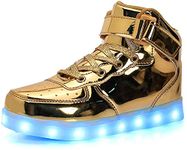 LED 7 Colors Light up Shoes Kids Boys Girls USB Charging Low Top Sneakers Flashing Shoes Toddler Casual Shoes Christmas Halloween Best Gift birthday present. Gold