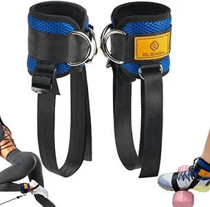 ELEAMY Ankle Strap for Dumbbell and Cable Machine, Dumbbell Foot Attachment for Home or Gym, Tibialis Trainer, Leg Extensions for Women and Men (Blue 2PC)