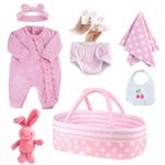 BABESIDE 8 Pieces Reborn-baby Doll Clothes 17-22 Inch with Bassinet Doll Clothes Accessories for Newborn Doll Clothes (17-22 inch pink doll clothes accessories)