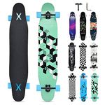 Opurtdor Longboard 8 Layers Decks 46"x8" Skateboard Pro Complete Skate Board Maple Wood Long Board for Adults Beginners (3D)