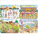 ABYZ Wooden Jigsaw Puzzles for Kids, Music Concert, Ice Skating, Gardening, Beach Jigsaw Puzzle for Kids of Age 3-5 Years, Set of 4-120 Pcs Puzzle