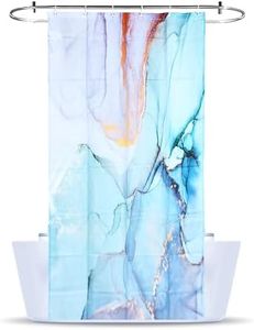 2LB Depot Shower Curtain Marble Design - Simple and Elegant Long Bath Curtain with 6 Free Plastic Hooks & Top-Header Grommets - Nature-Inspired Abstract Bathroom Decor - 35''Wx 70''H - Gradient Green