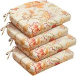 downluxe Outdoor Chair Cushions Set of 4 for Patio Furniture, Waterproof Round Corner Patio Chair Cushions with Ties, Memory Foam Outdoor Seat Cushion, 17" X 16" X 2", Eva Floral