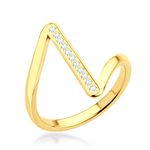 555Jewelry Elegant Stainless Steel CZ Rings for women, High Low Ring for Women, CZ Rings For Women, Zig Zag Rings for Women, Z Rings for Ladies, Gold, Size L 1/2