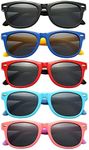 FANNYGO 5 Pack kids sunglasses for Boys Girls Kids Polarized Sunglasses (Black+blue+Red+light blue+pink purple)
