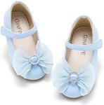 GINFIVE Toddler Girls Dress Shoes Little Girls Mary Janes Ballerina Flats Shoes Toddler, Gf373/Blue, 5 Toddler