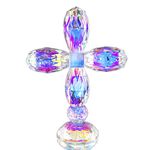 QFkris Cross Standing Crystal Decorative Cross 7" Glass Cross Ornaments for Table Shelf Tabletop Crosses for Home Decor