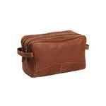 Chesterfield Brand Toiletry Bag STEFAN | Made Of Leather | Large Cosmetics Case For Men And Women For Travel, Cognac