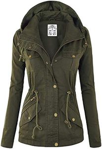 Lock and Love Women's Casual Military Anorak Jacket - Lightweight Detachable Hooded Safari Utility, Wjc643_olive, Medium