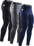 Neleus Men's 3 Pack Dry Fit Compression Pants Running Tights with Pocket,6069,Black/Grey/Navy,US XL,EU 2XL