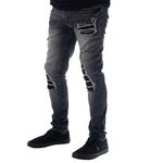 Soul Star Mens Skinny Fit Ripped Jeans Slim Fit Jeans Stretch Hip Hop Streetwear Denim Pants for Men, Black, 32 Waist 32 Inside Leg