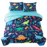 qjmiaofang Kids Dinosaur Comforter Twin for Boys Teens Dinosaur Bedding Set 5Pieces with Blue Sheets Set Jungle Dinosaur T-Rex Comforter Bed in A Bag Wildlife Comforter for Home Decor