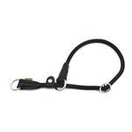 Aiminto Braided Round Martingale Dog Collar, Training Collar with Slidable Stop Ring and Adjustable Stopper - Ideal for Medium Dogs (M(1/3") - 18" Long, Black)