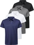 Ullnoy Golf Polo Shirts for Men Quick Dry Fit Moisture Wicking Mens Polo Shirts Athletic Casual Collared Golf Shirt with Buttons 4 Pack Black/White/Gray/Navy L