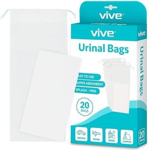 Vive Disposable Urinal Bags (20 Count) - Incontinence Pee Bladder for Men - Portable Urine Collection Drainage Sleeve Pad - Medical Grade Liner for Travel, Bed, Camping - Plastic Relief John