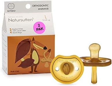 Natursutten 2-Pack Natural Rubber Pacifiers - Safe & Soft BPA-Free Pacifier for Breastfeeding Babies, Made in Italy, Butterfly Shield Orthodontic Nipple, 12-18 Months