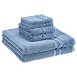 Amazon Basics GOTS Certified Organic Cotton Towel Set - 6-Piece Set, True Blue