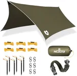 Rain Fly by NoCry 12x10 Lightweight Survival Camping Tarp; 100% Waterproof; Makes a Great Backpacking Tarp or Hammock Shelter; Comes in Multiple Colors, Survival Bracelet Included; OD-Green