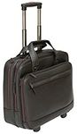 Tassia PU Leather Laptop Trolley - Twin Carry Handles Briefcase, Executive Premium Roller Bag Cabin Luggage Suitcase