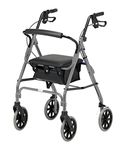 Days Lightweight Folding Four Wheel Rollator Walker with Padded Seat, Lockable Brakes, Ergonomic Handles, and Carry Bag, Limited Mobility Aid, Quartz, X-Small