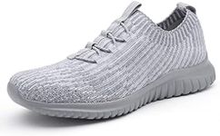 TIOSEBON Women's Lightweight Walking Shoes Comfortable Slip-On Running Sneakers 7 US Gray-Gray Wide