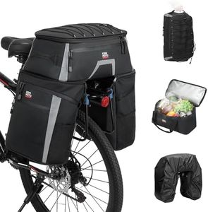 KEMIMOTO Bicycle Panniers Combo 4-in-1, Bike Saddle Cooler Bag with Waterproof Rain Cover, 47L Removable Insulated Cycling Rear Luggage for Warm or Cold Items for Traveling Camping Shopping Commuting