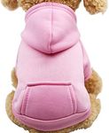 Jecikelon Winter Dog Hoodie Sweatshirts with Pockets Warm Dog Clothes for Small Dogs Chihuahua Coat Clothing Puppy Cat Custume (Small, Pink)