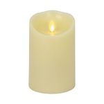 Luminara Flameless Pillar Candle (3.5"x5")- Moving Flame LED Battery Operated Lights with Unscented Real Wax - Scalloped Top - Remote Sold Separately (Ivory)