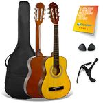 3rd Avenue XF 1/4 Size Junior Kids Classical Spanish Starter Beginner Pack Acoustic Guitar with Nylon Strings, Gig Bag, Capo and Picks – Natural