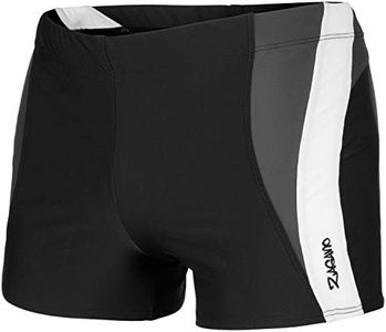 Zagano Maillot de Bain Homme, Maillot de Bain Moulant avec Cordon de Serrage, Maillot de Bain Homme, Maillot de Bain garçon, Noir Gris Blanc M