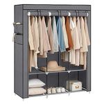 SONGMICS Portable Closet, Wardrobe Closet Organizer with Cover, 3 Hanging Rods and Shelves, 4 Side Pockets, 17.7 x 51.2 x 65.7 Inches, Large Capacity for Bedroom, Living Room, Gray URYG092G02