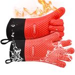 Loveuing Kitchen Oven Gloves - Silicone and Cotton Double-Layer Heat Resistant Oven Mitts/BBQ Gloves/Grill Gloves - Perfect for Baking and Grilling