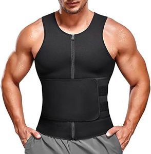 Bingrong Fajas Reductoras Hombre Camiseta Termica Compresión de Sauna Neopreno Chaleco Cintura Fajas Deportivas Lumbar Hombre Waist Trainer (S, Negro)