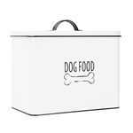 OUTSHINE White Farmhouse Dog Food Storage Container | Large Metal Dog Food Canister with Fitted Lid | Cute Container for Dog Food | Decorative Dog Food Bin | Ideal Gift for Dogs and Pet Owners