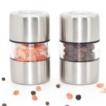 ROLMZJX 2 Pcs Salt and Pepper Grinder Set,Mini Salt shakers,Small Portable Ceramic Salt & Pepper shakers,Salt Grinder refillable for Kitchen Camping Gift