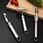 Go Store Kitchen Stainless Steel Peeler, Knife Rotary Peeler Cutter Slicer Combined Multi-Purpose Vegetable Peelers for Carrot Potato Melon Julienne Shedder Peeler for Kitchen