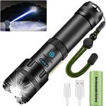 JAY-PARK Torches LED Super Bright 100000 Lumen, Powerful Rechargeable Torch with Zoom, Tactical Torch with 26650 Battery, Bright LED Flashlight with Cob Side Light for Camping and Daily Use