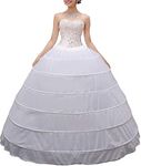 RULTA Women A-Line white Full Length Hoops Crinoline Petticoat Underskirt for Wedding Dress Ball Gown (6 hoops, white)