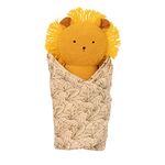 Manhattan Toy Embroidered Plush Lion Baby Rattle + Soft Cotton Burp Cloth, 40.64cm x 40.64cm