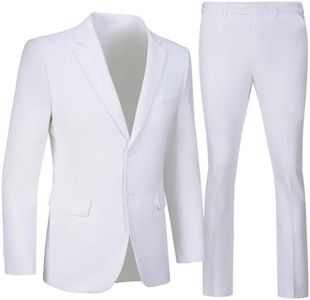 Mens Suit 2 Pieces Suits for Men Slim Fit Blazer Wedding Prom Tuxedo Suit Jacket Pants Set, White, X-Small