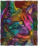 Dawhud Direct Colorful Cat Fleece Blanket for Bed, 50" x 60" Dean Russo 9 Cat Fleece Throw Blanket for Women, Men and Kids - Super Soft Plush Cat Blanket Throw Plush Blanket for Cat Lovers